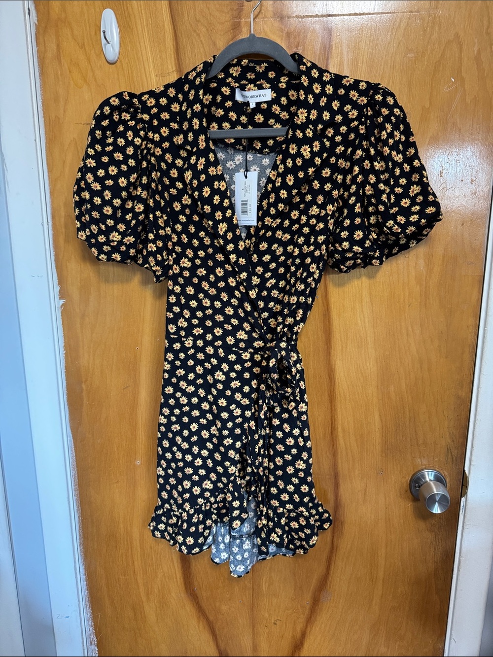 Puff Sleeve Wrap Dress